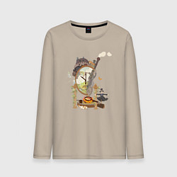 Лонгслив хлопковый мужской Ходячий замок: Studio Ghibli, цвет: миндальный