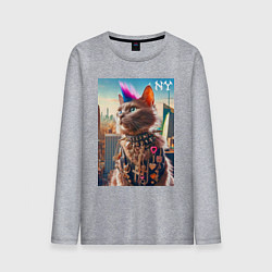 Мужской лонгслив Funny cat punk from New York - ai art