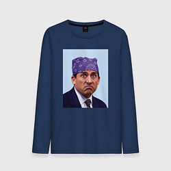 Лонгслив хлопковый мужской Michael Scott - Prison mike the office meme, цвет: тёмно-синий