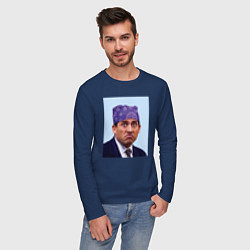 Лонгслив хлопковый мужской Michael Scott - Prison mike the office meme, цвет: тёмно-синий — фото 2