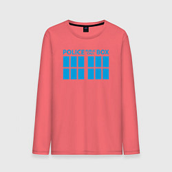 Лонгслив хлопковый мужской Public call police box, цвет: коралловый