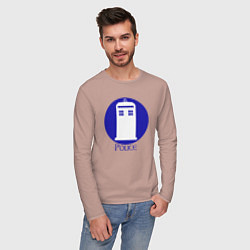 Лонгслив хлопковый мужской Tardis police, цвет: пыльно-розовый — фото 2