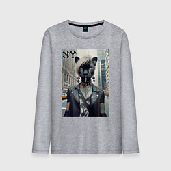 Лонгслив хлопковый мужской Молодая пантера - модница из Нью-Йорка, цвет: меланж