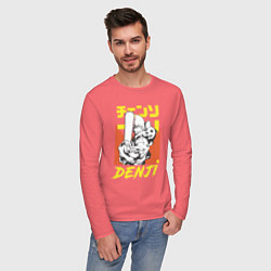 Лонгслив хлопковый мужской Человек-бензопила Денджи Почита демон собака, цвет: коралловый — фото 2