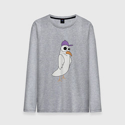 Мужской лонгслив Странный птиц птица голубь в кепке чайка на стиле