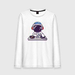 Лонгслив хлопковый мужской Космонавт диджей, цвет: белый