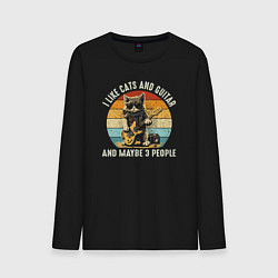 Мужской лонгслив Люблю котов гитару и может быть трёх людей