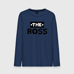 Лонгслив хлопковый мужской Boss начальник, цвет: тёмно-синий