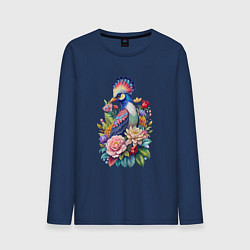 Мужской лонгслив Шлемоносный турако среди цветов