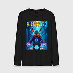 Лонгслив хлопковый мужской Cyber terrible Pikachu - neon glow, цвет: черный