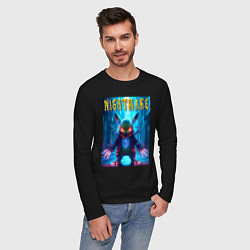 Лонгслив хлопковый мужской Cyber terrible Pikachu - neon glow, цвет: черный — фото 2
