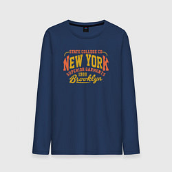 Лонгслив хлопковый мужской New York Brooklyn, цвет: тёмно-синий
