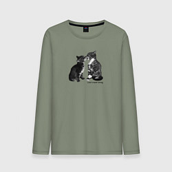 Лонгслив хлопковый мужской Kiss the cats, цвет: авокадо