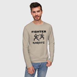 Лонгслив хлопковый мужской Fighters karate, цвет: миндальный — фото 2