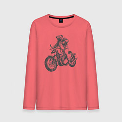Мужской лонгслив Мопс байкер на мотоцикле чоппере