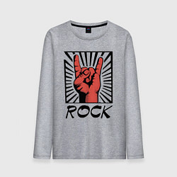 Лонгслив хлопковый мужской Rock - жест коза, цвет: меланж