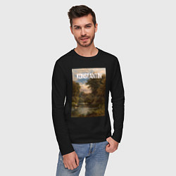 Лонгслив хлопковый мужской Konstantin озеро в лесу, цвет: черный — фото 2