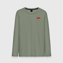 Лонгслив хлопковый мужской Армения флаг и карта, цвет: авокадо