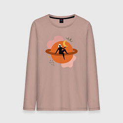 Мужской лонгслив Девушка на сатурне