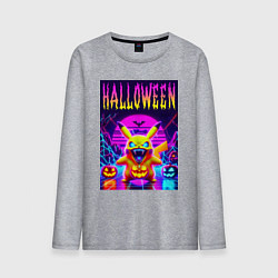 Лонгслив хлопковый мужской Pikachu - halloween vaporwave, цвет: меланж