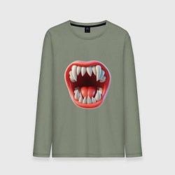 Лонгслив хлопковый мужской Открытый рот с зубами, цвет: авокадо