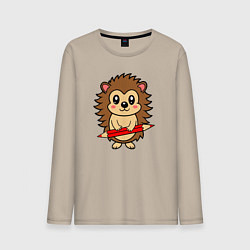 Мужской лонгслив Ёжик и красный карандащ