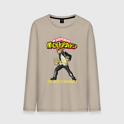 Лонгслив хлопковый мужской Моя геройская академия Denki Kaminari, цвет: миндальный