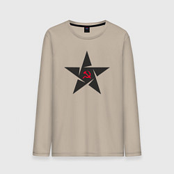 Лонгслив хлопковый мужской Black star USSR, цвет: миндальный