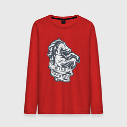 Лонгслив хлопковый мужской Мустанг - дикая энергия, цвет: красный