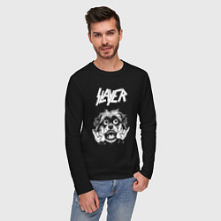 Лонгслив хлопковый мужской Slayer rock dog, цвет: черный — фото 2