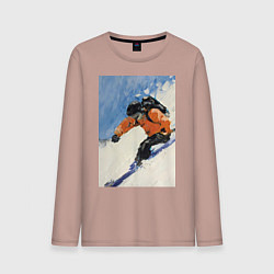 Мужской лонгслив Горнолыжный спорт спуск - живопись маслом
