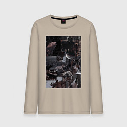 Мужской лонгслив Волки коллаж