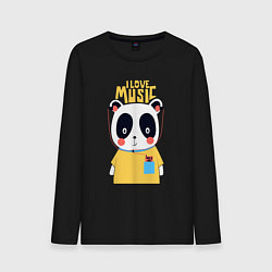 Мужской лонгслив Панда - я люблю музыку