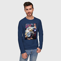 Лонгслив хлопковый мужской Ван-Пис Йонко пираты, цвет: тёмно-синий — фото 2