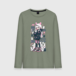 Лонгслив хлопковый мужской Chiaki Nanami - Neko Danganronpa, цвет: авокадо