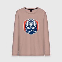 Лонгслив хлопковый мужской Индеец вождь, цвет: пыльно-розовый