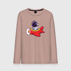 Мужской лонгслив Космонавт в самолёте