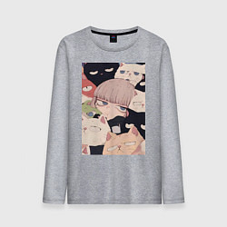 Мужской лонгслив Девушка с котиками