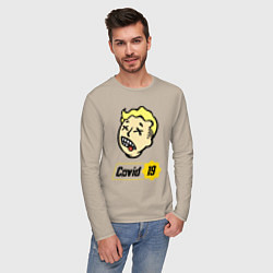 Лонгслив хлопковый мужской Vault boy - covid 19, цвет: миндальный — фото 2