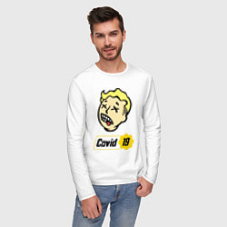 Лонгслив хлопковый мужской Vault boy - covid 19, цвет: белый — фото 2