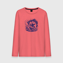 Мужской лонгслив Рыба в брызгах воды