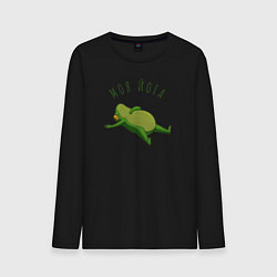 Лонгслив хлопковый мужской Лягушка йога, цвет: черный