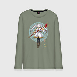 Лонгслив хлопковый мужской Волшебница Фрирен, цвет: авокадо