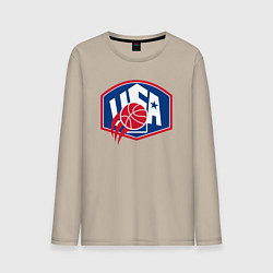 Лонгслив хлопковый мужской Баскетбол США, цвет: миндальный