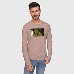 Лонгслив хлопковый мужской Это моё болото - здесь всё лежит как надо, цвет: пыльно-розовый — фото 2