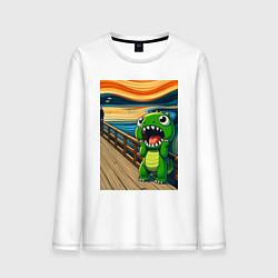 Мужской лонгслив Динозаврик кричит на картине Эдварда Мунка - мем и