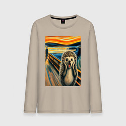 Мужской лонгслив Ёжик кричит на картине Эдварда Мунка - мем искусст