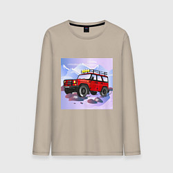 Лонгслив хлопковый мужской Внедорожник УАЗ Хантер, цвет: миндальный