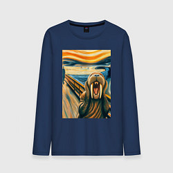 Мужской лонгслив Морж кричит на картине Эдварда Мунка - мем искусст