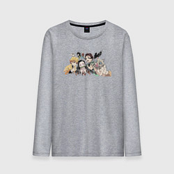 Лонгслив хлопковый мужской Demon slayer player anime, цвет: меланж